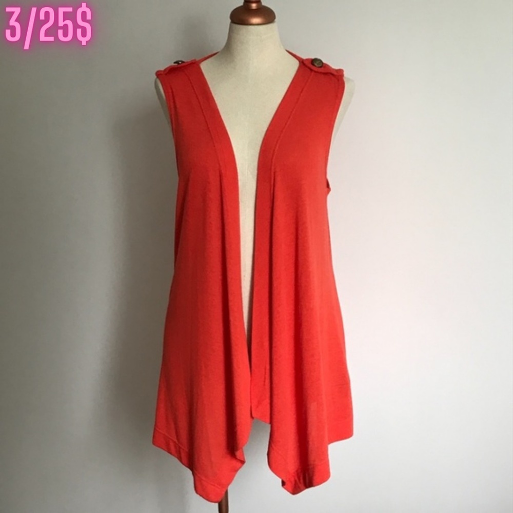 Emotions - Orange Open Sleeveless Cardigan - 3/25$